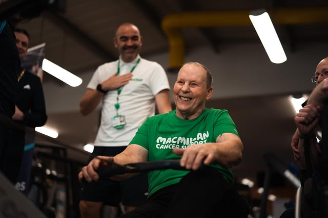 Norman Todd getting ready for his Triathlon in the Derg Valley as Sean Hargan looks on.
