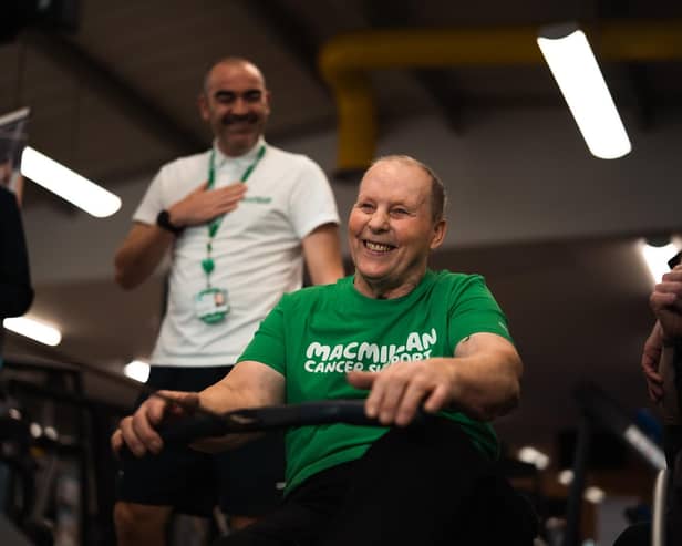 Norman Todd getting ready for his Triathlon in the Derg Valley as Sean Hargan looks on.