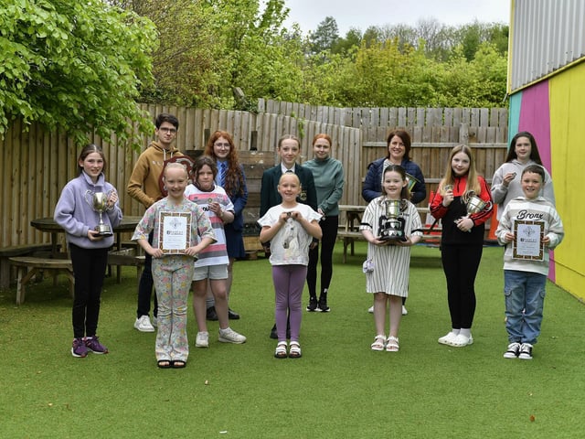 CCÉ Baile na gCailleach members who were winners at the recent Feis Dhoire Cholmcille. Photo: George Sweeney