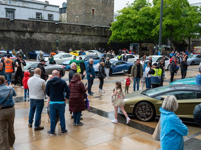 Derry City and Strabane District Council Mayor, Councillor Lilian Seenoi-Barr has hosted Supercar Saturday in Guildhall Square to raise money for the Mayoral Charity Bud Club. The event attracted car enthusiasts and owners from across the region to support aid the local charity. Picture Martin McKeown. 24.05.25