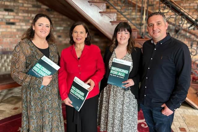 L-R The Moor candidate Aisling Hutton ,Sinn Féin President Mary Lou McDonald , candidate Emma McGinley and candidate Christopher Jackson.