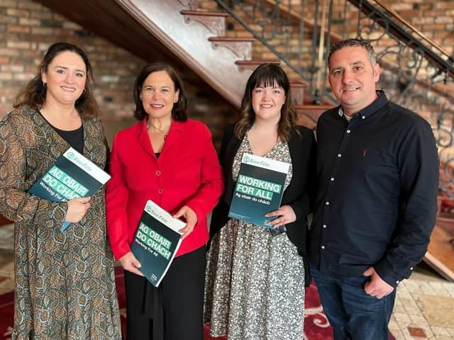 L-R The Moor candidate Aisling Hutton ,Sinn Féin President Mary Lou McDonald , candidate Emma McGinley and candidate Christopher Jackson.