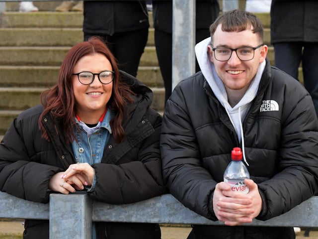 Fans at Derry’s game against Dublin, in Celtic Park, on Saturday. Photo: George Sweeney