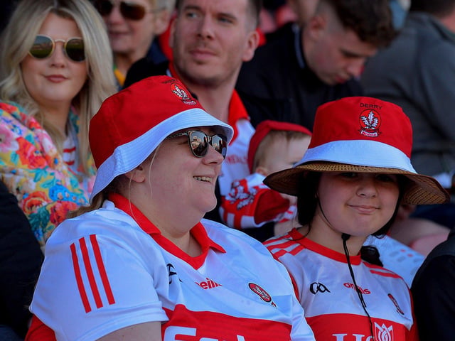 Derry fans at the game against Donegal. Photo: George Sweeney