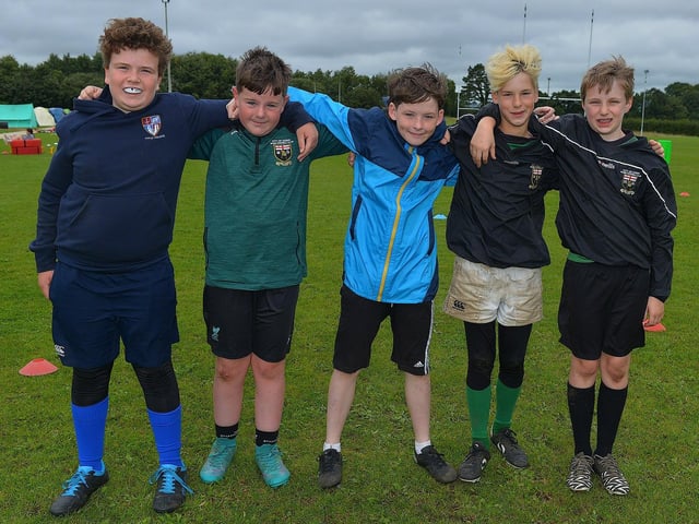 Young participants pictured at the recent City of Derry Youth Rugby Summer Camp. Photo: George Sweeney. DER2331GS – 51