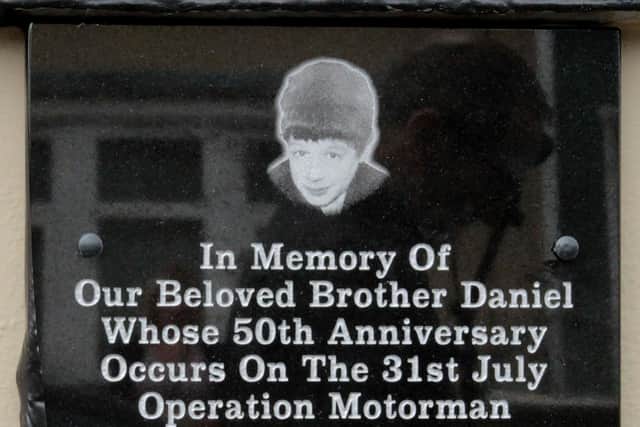 A plaque unveiled on the 50th anniversary of the death of 15 year-old Daniel Hegarty.