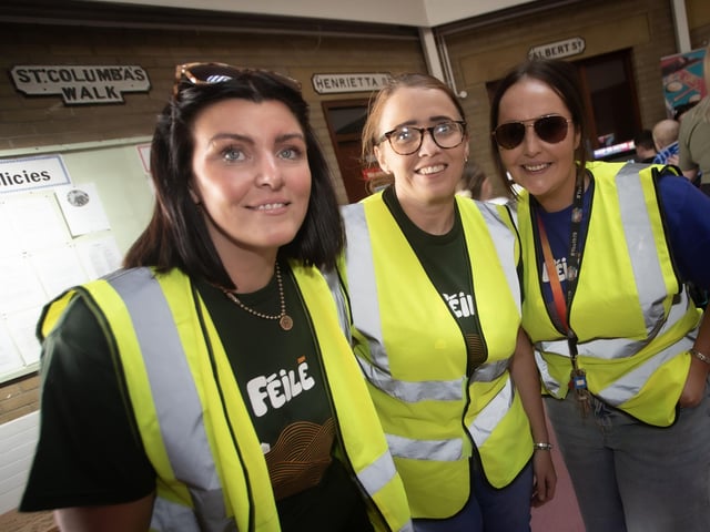 Some of the Derry Feile 24's team of volunteers pose for a photo on Saturday.