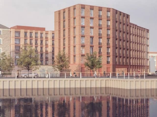 A CGI impression of how the student development will look from the River Foyle.