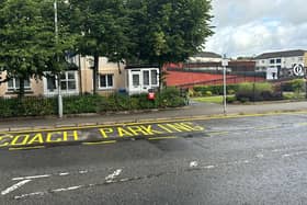 The new bus bay being installed at Rossville Street.