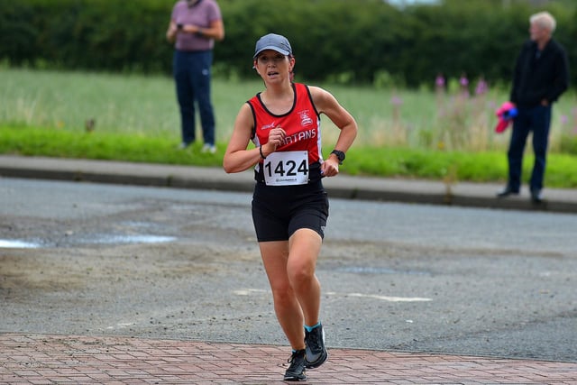 City of Derry Spartans’ Geraldine McWilliams competing in the Eglinton Runners charity 5K race at Campsie on Sunday morning. Photo: George Sweeney. DER2331GS - 32