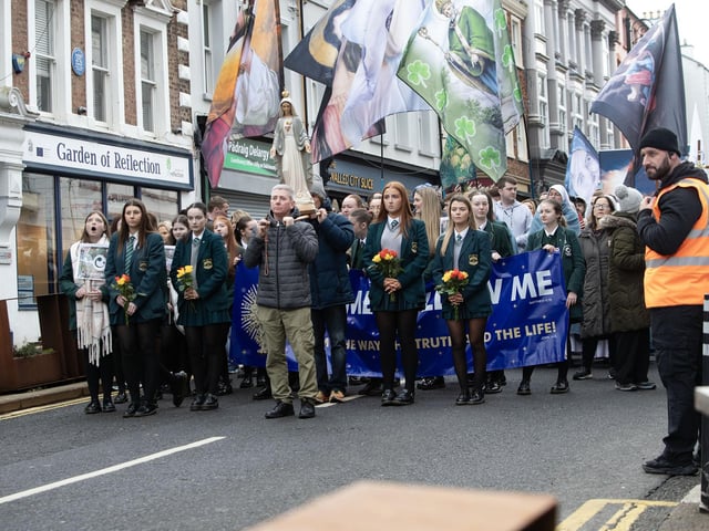 A number of students from Thornhill College taking part in Saturday's procession.