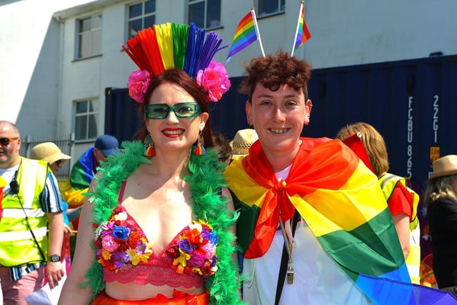 Revellers who took part in the second annual Inishowen Pride Parade, held in Buncrana on Sunday afternoon. Photo: George Sweeney. DER2322GS - 02