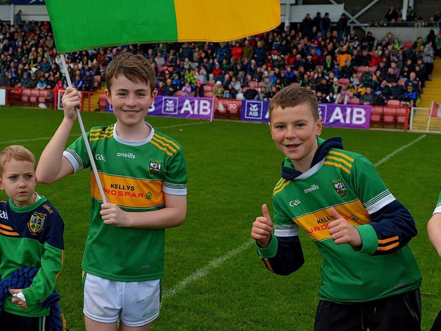 Thumbs up from Glen fans at the Ulster Senior Club Championship quarter- final in Celtic Park on Sunday afternoon last. Photo: George Sweeney.  DER2246GS – 033
