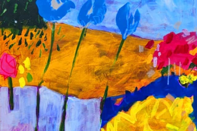 Striking use of colour and strokes in one of John's artworks.
