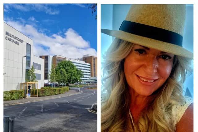On left, Altnagelvin Hospital and on right, Glynis Miller.
