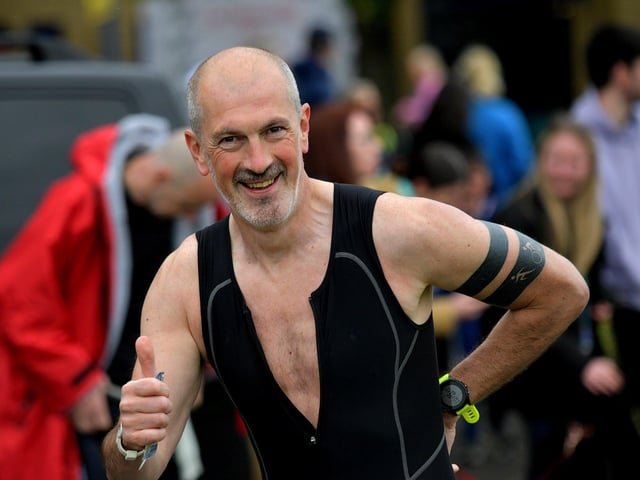 Andrew Forker a happy competitor at the Liam Ball Triathlon on Sunday morning.