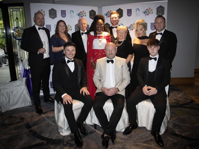 The Dolan family pictured with the Mayor, Lilian Seenoi-Barr at Friday night's Ball in the Everglades Hotel, Derry.