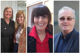 L-R: Myra McAuliffe (on right),  and (left) Elaine Mahon of IDEA; Caroline Murphy, CEO of Comhlámh, and Richard Moore, founder, Children In Crossfire.
