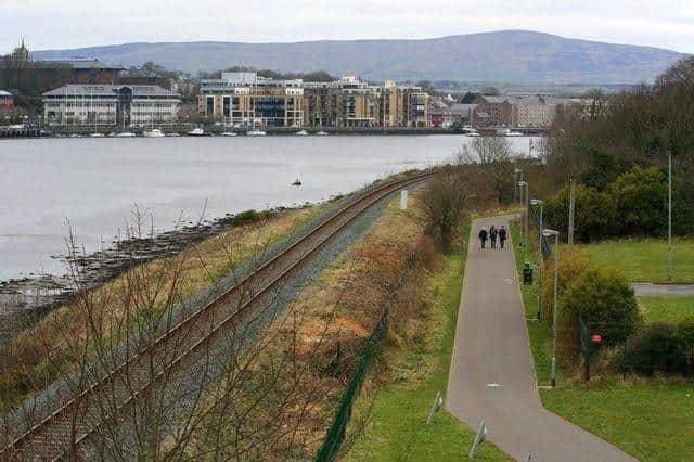 Greenway and rail track in Derry's Waterside area.