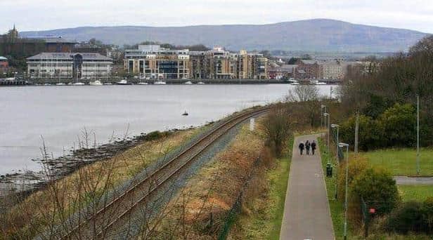 Greenway and rail track in Derry's Waterside area.