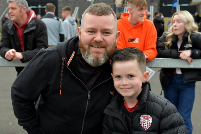 Fans in the Brandywell for Derry City’s game against UCD on Friday evening last. Photo: George Sweeney.  DER2320GS – 125