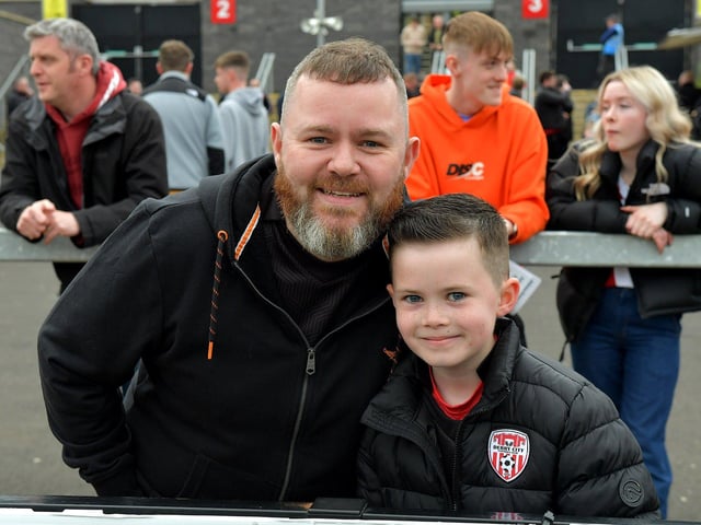 Fans in the Brandywell for Derry City’s game against UCD on Friday evening last. Photo: George Sweeney. DER2320GS – 125