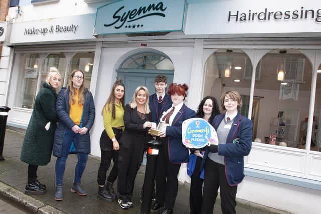 Syenna Hairdressing, Make-Up and Beauty make a donation to Oakgrove students on Friday.