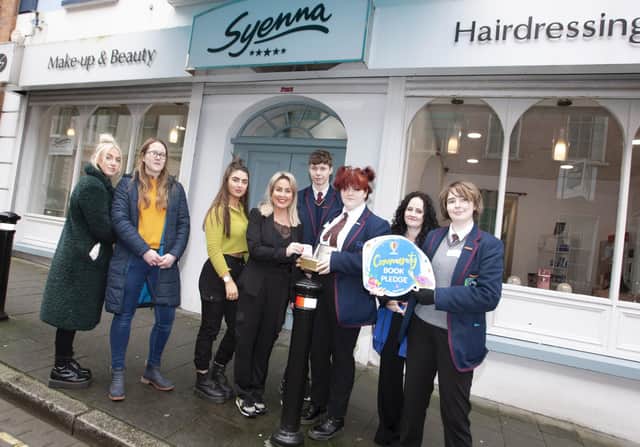 Syenna Hairdressing, Make-Up and Beauty make a donation to Oakgrove students on Friday.