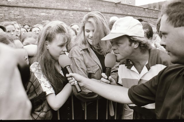 Bruno Brookes gets a word with fans at the BBC Radio 1 roadshow.