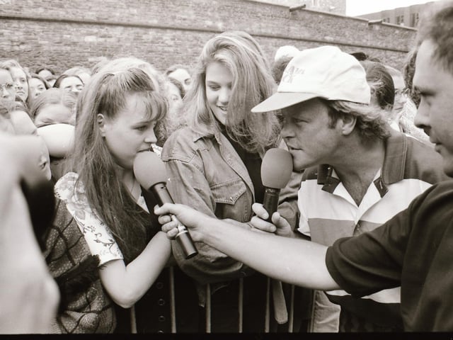 Bruno Brookes gets a word with fans at the BBC Radio 1 roadshow.