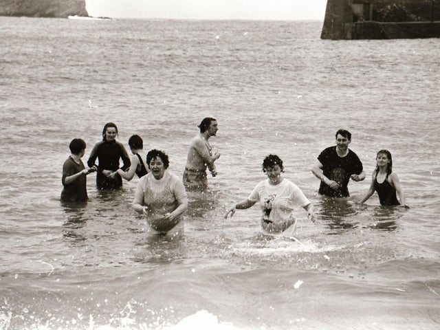 Taking a cold dip at Malin Head during Christmas Day, back in December 1994.