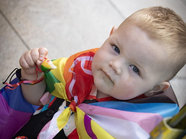 Young attendee at the Foyle Pride parade. Jim McCafferty Photography