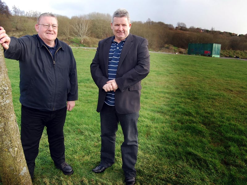 Derry City Councillor Tony Hassan (left) and Greater Shantallow Community Arts manager, Ollie Green. (BC1103AQ01)