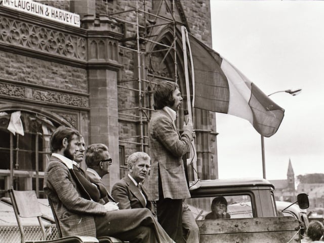 Pictured are people taking part in anti-internment demonstrations across Derry in August 1975 on the anniversary of the introduction of internment without trial in the north of Ireland four years earlier on August 9, 1971. Photos: Derry Journal.