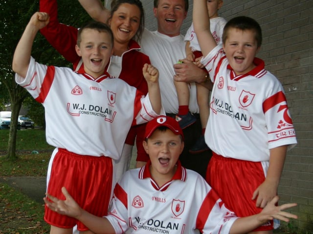 Celebrating Tyrone winning the All-Ireland Senior Football Championship against Armagh in September 2003
