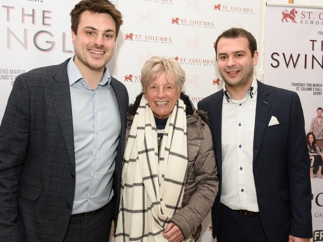 Louis Fields and Nicky Morton, founders of St.Columb’s School of Music pictured with Jeanette Warke MBE as they hosted the School’s annual Gala concert in St.Columb’s Hall headlined by the Swingles, Picture Martin McKeown.