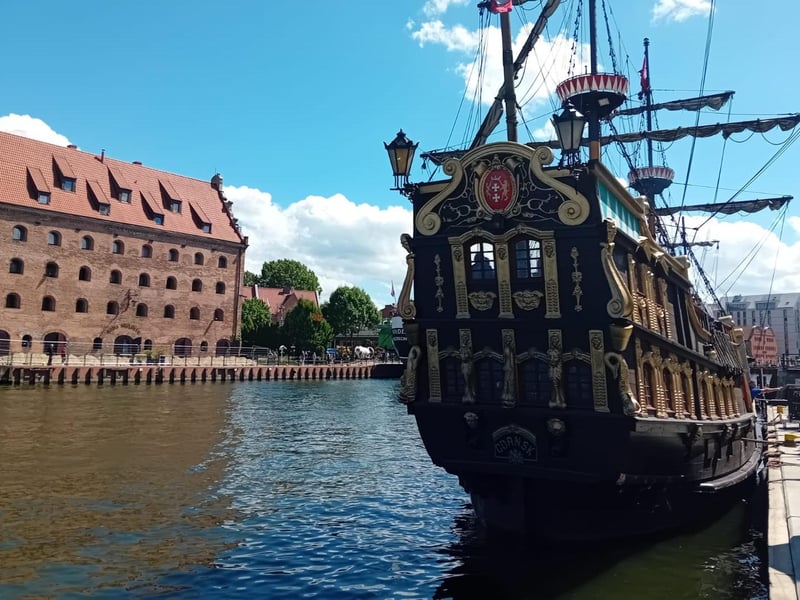 The Czarna Perła (Black Pearl) berthed on the Motlawa in Gdánsk.