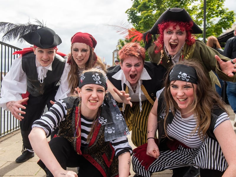 Pirates from In Your Space Circus School who are part of the entertainment during the Foyle Maritime Festival. Picture Martin McKeown. 28.06.24