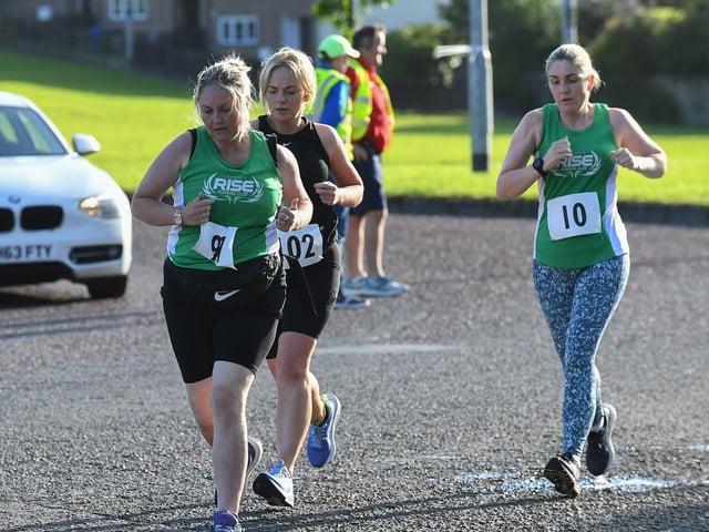 Competitors take part in the inaugural Galliagh Féile 5K road race on Friday evening. Photo: George Sweeney