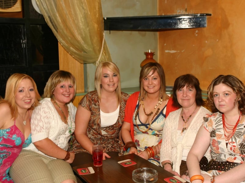 Having a good time at the party Left to right Marie-Claire Charlene Donna Birthday Girl Laura Marian and Caroline 7017 dd : Parties in Derry in July 2005.
