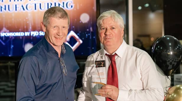 Sodexo employee Martin Laughlin (right) based at Seagate in Springtown Industrial Estate, won the Manufacturing Cleaning Operative of the Year Award at the  inaugural Northern Ireland Cleaning Awards held in Belfast.  It was presented by Paul Coote of PJD Safety Suppliers, the category sponsor. He was one of two Sodexo employees to win in their respective categories at the Awards.