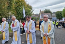 Relics of Saint Bernadette arrive at Derry Saint Eugene’s Cathedral.