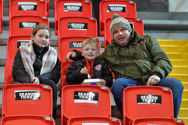 Derry City supporters at the Brandywell on Friday evening. Photograph: George Sweeney.