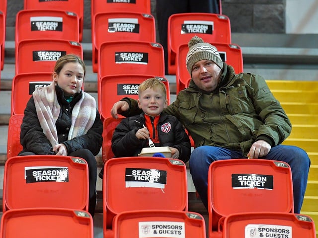 Derry City supporters at the Brandywell on Friday evening. Photograph: George Sweeney.