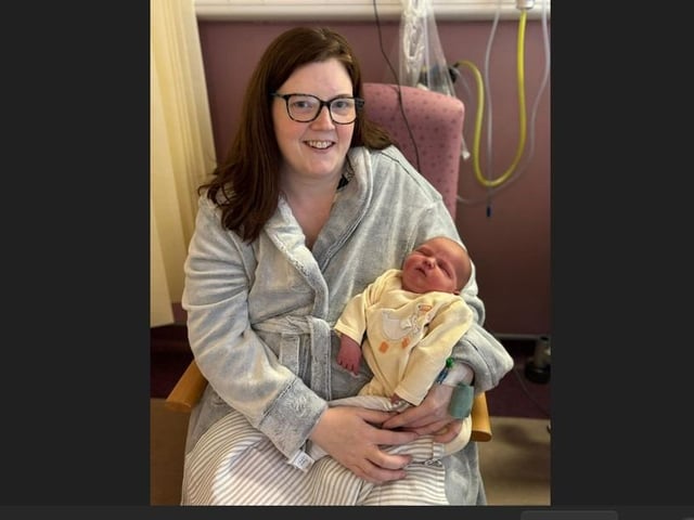 Baby Joseph pictured with mum Caroline from Dungiven born at Altnagelvin Hospital on New Year's Eve at 12:55 weighing 9lb 14oz.