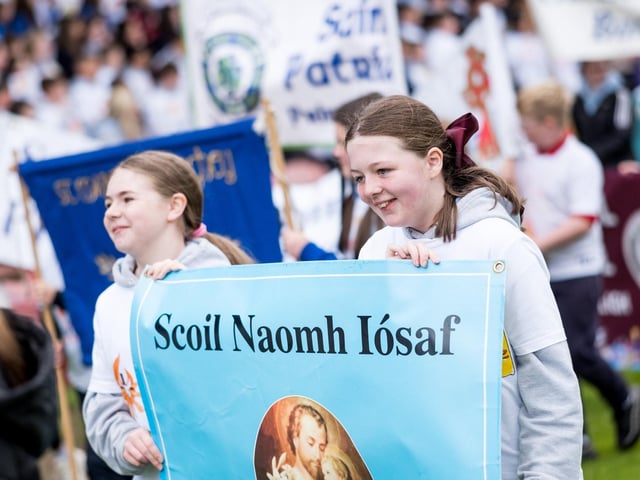 Participants at the Derry Diocese Fan The Flame annual Mass 2025 in Celtic Park.