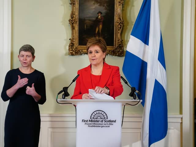 Nicola Sturgeon speaking during a press conference at Bute House in Edinburgh where she announced she will stand down as First Minister of Scotland