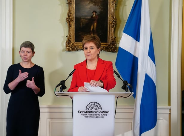 <p>Nicola Sturgeon speaking during a press conference at Bute House in Edinburgh where she announced she will stand down as First Minister of Scotland</p>