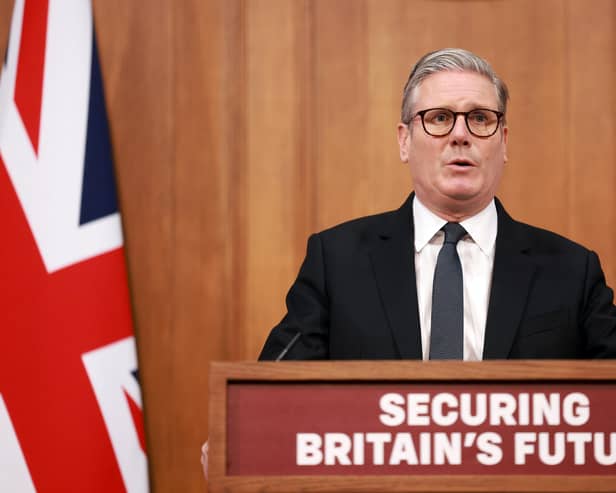 LONDON, ENGLAND - MAY 12: Britain's Prime Minister Keir Starmer holds a press conference on immigration at Downing Street on May 12, 2025 in London, England. The prime minister held the press conference head of the government's Immigration White Paper. (Photo by Ian Vogler - WPA Pool/Getty Images)