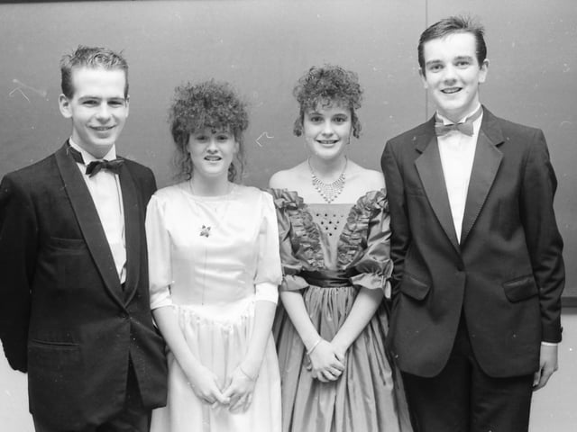 At the St. Columb's College formal, from left, Davin McColgan, Denise McLaughlin, Michelle Rankin and Damien McColgan.